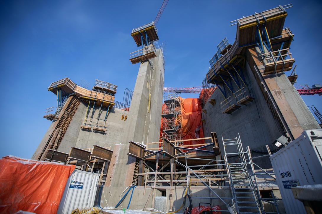 The inlet at unit 1 intake with the first soffit pour of the roof section complete. | December 2019