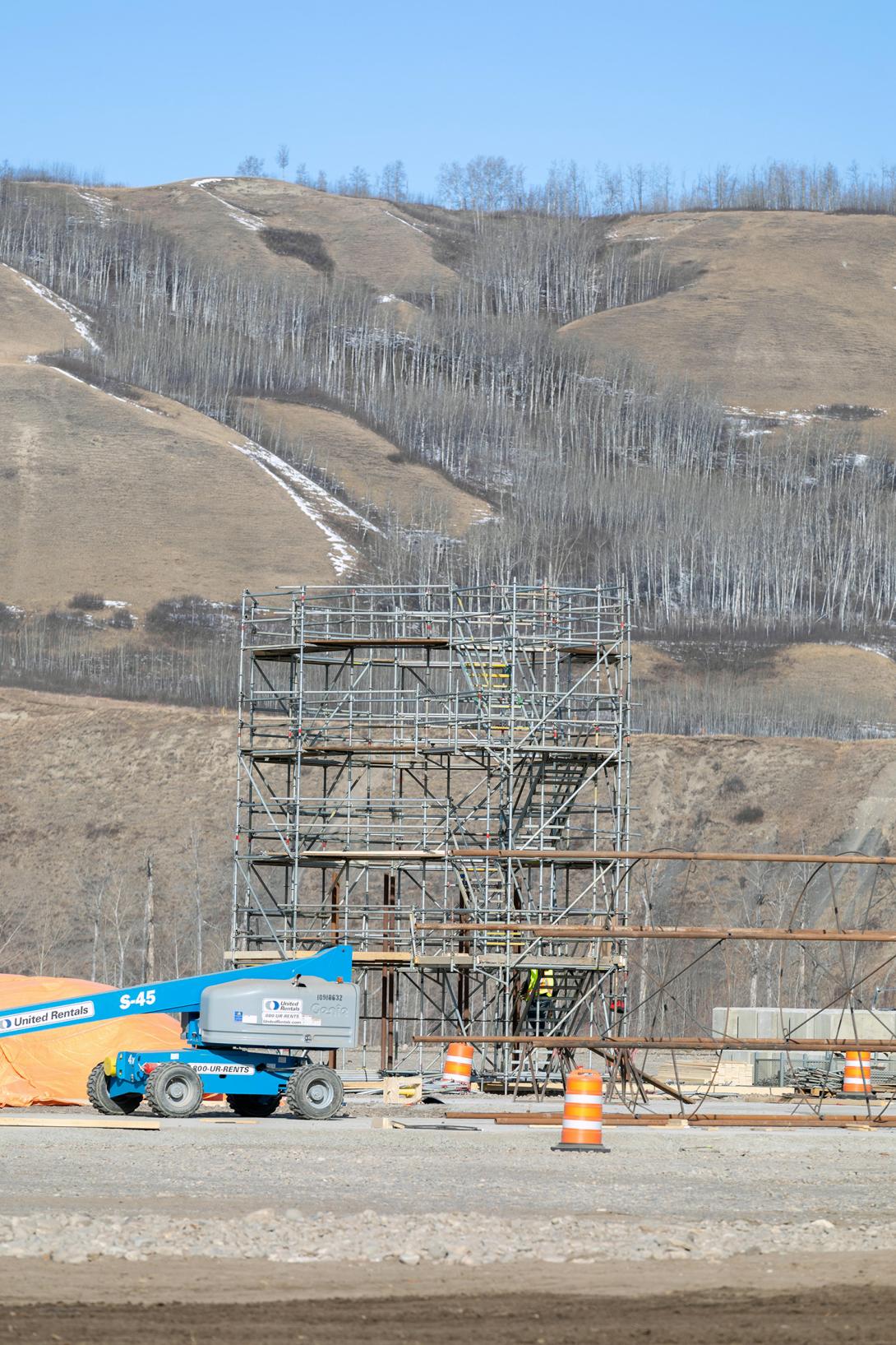 Preparation underway for driving bridge piles at Halfway River for the Highway 29 realignment. | March 2020