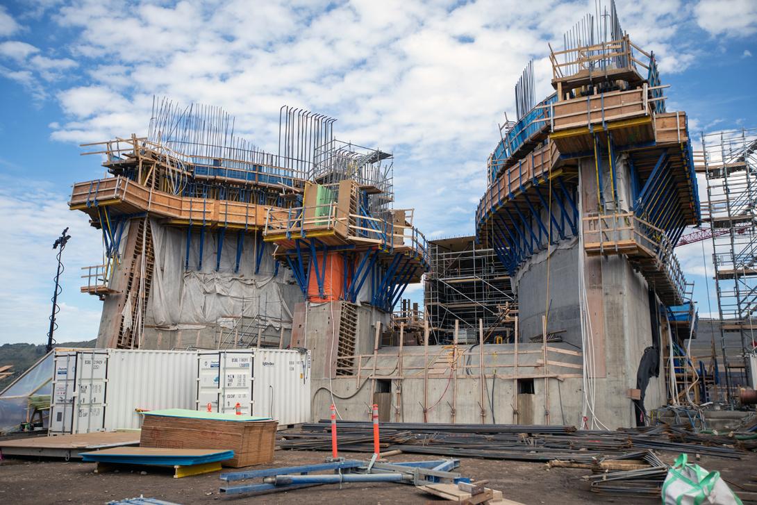 The unit 3 intake is being constructed to control the flow of water from the future reservoir into the penstocks and generating station. | August 2019