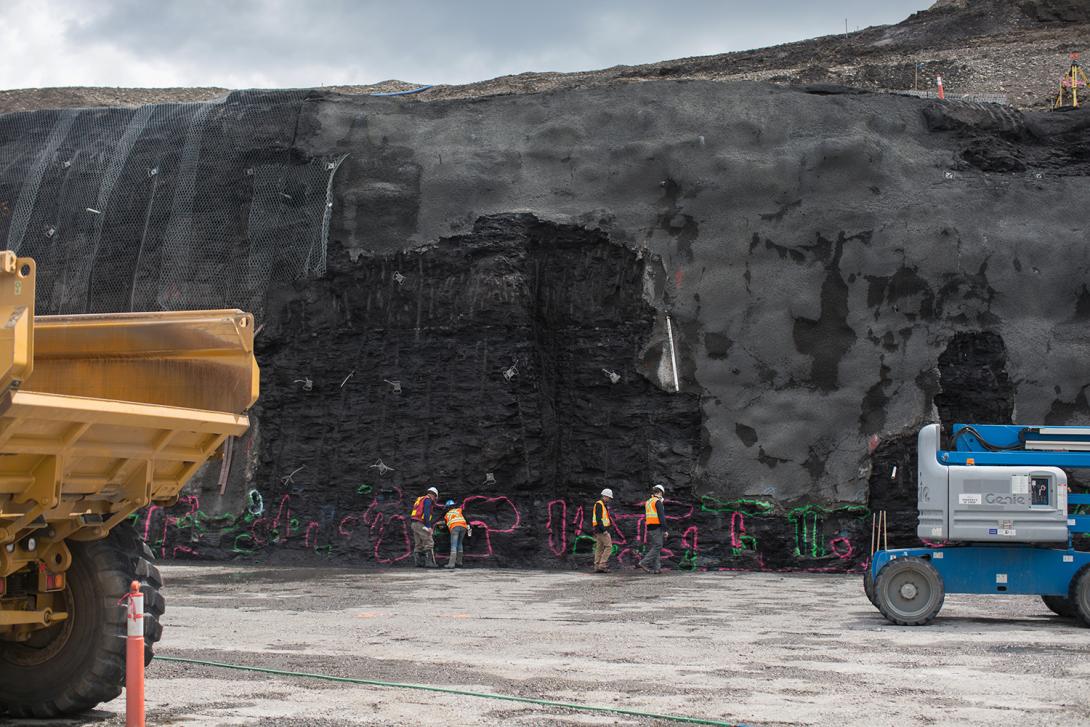 Rock slope stabilization at the stilling basin | June 2017