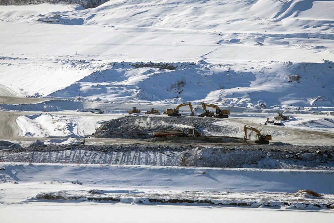 Delivery and storage area for rip-rap used at the upstream cofferdam. The upstream cofferdam has been completed. | February 2021