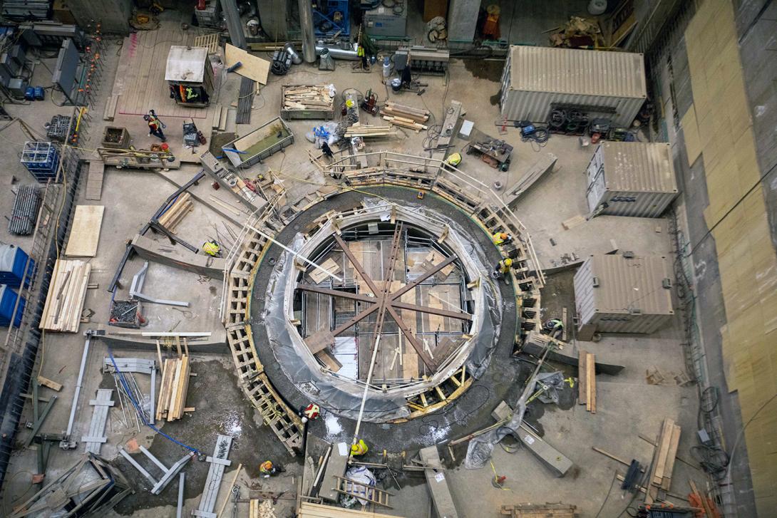 Green cutting, or surface preparation includes freshly placed concrete which bonds the second-stage concrete pour on a draft tube cone. | February 2022