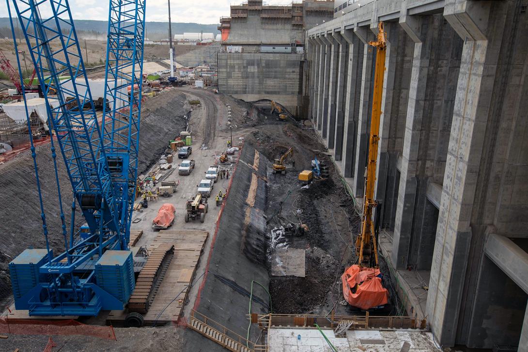 Foundation enhancement work in front of the tailrace. | August 2022