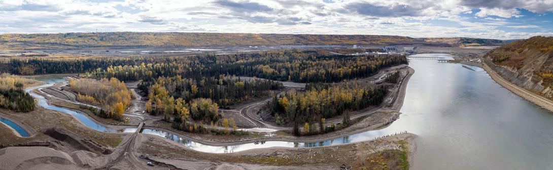 This new fish habitat is being constructed in a side channel downstream of the dam.